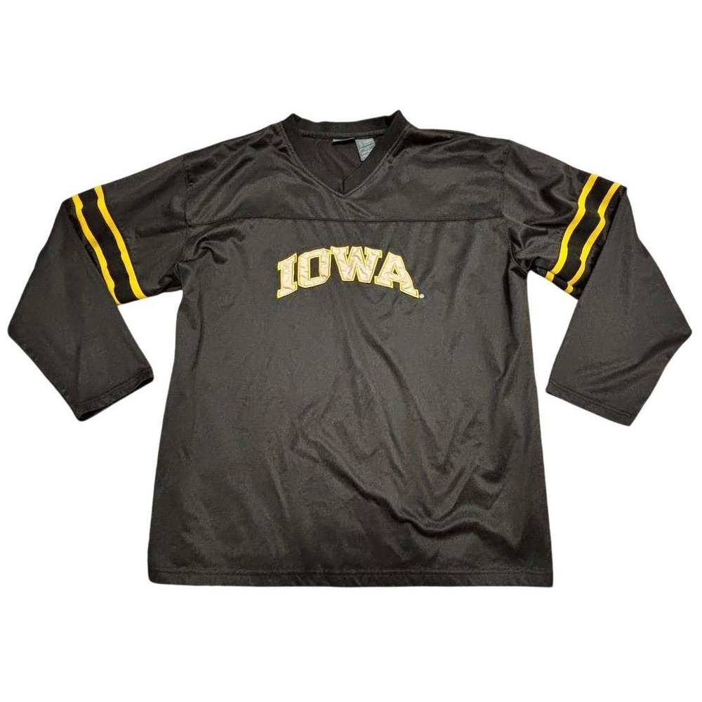 Vtg Pro Edge Iowa Hawkeyes Men's XL Black & Gold Pullover Long Sleeve Shirt‎
